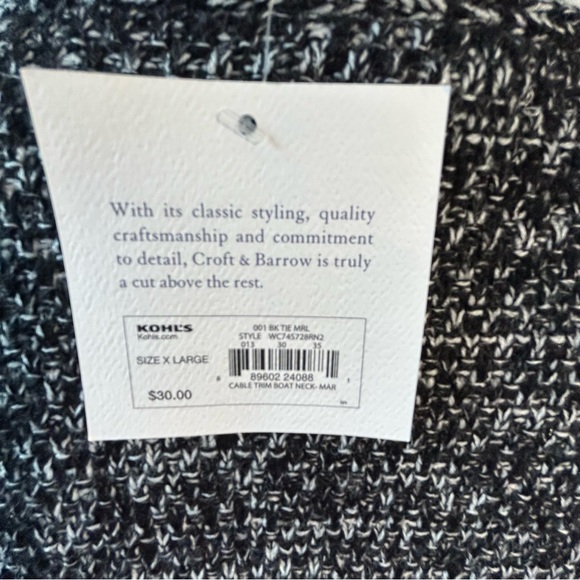 NWT Croft & Barrow black white gray knit sweater Size XL - Picture 8 of 12